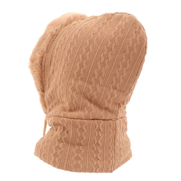 Vintermössa för kvinnor Termisk Integrerad Mössa Mask Halsduk Köldtålig Utomhus Ridmössa Khaki