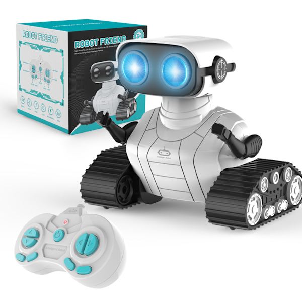 Robotleksak för barn, 1 styck laddningsbar vit robot, fjärrkontroll