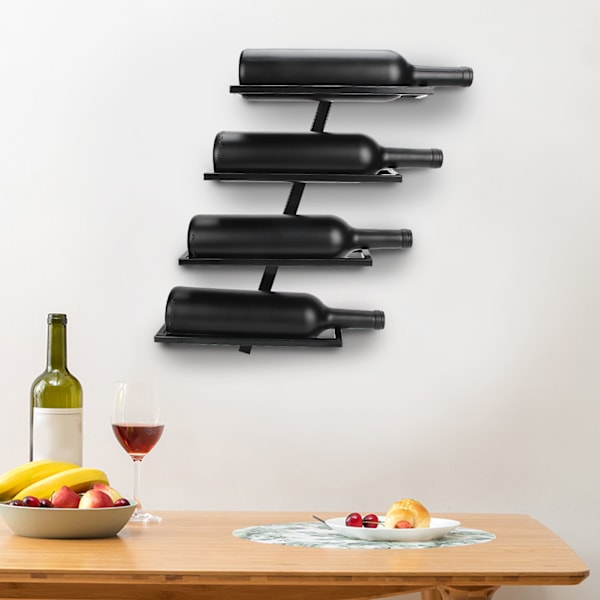 Väggmonterad rödvinsflaskhållare förvaringshylla för hushållskök Bar Decor4 flaska