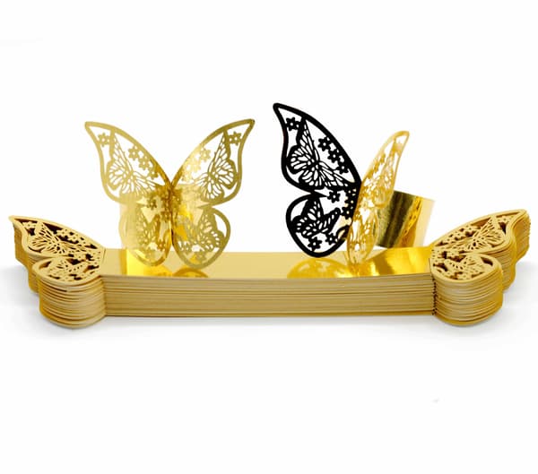 50 stk. sommerfugl papirserviettring 3d sommerfuglserviettholder