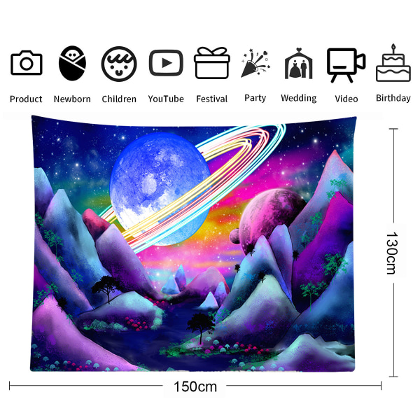 Planetary Tapestry reflekterar galaxrymden Tapestry Black Light