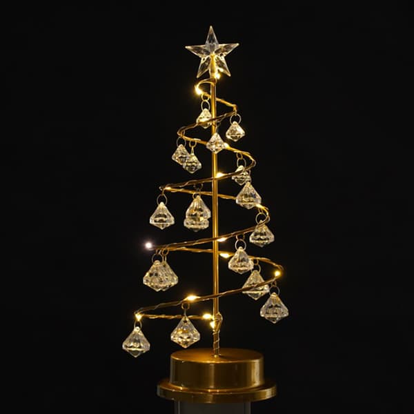 Juletrelampe, krystallspiraljuletre med glitrende stjerne, for julebordsdekorasjon