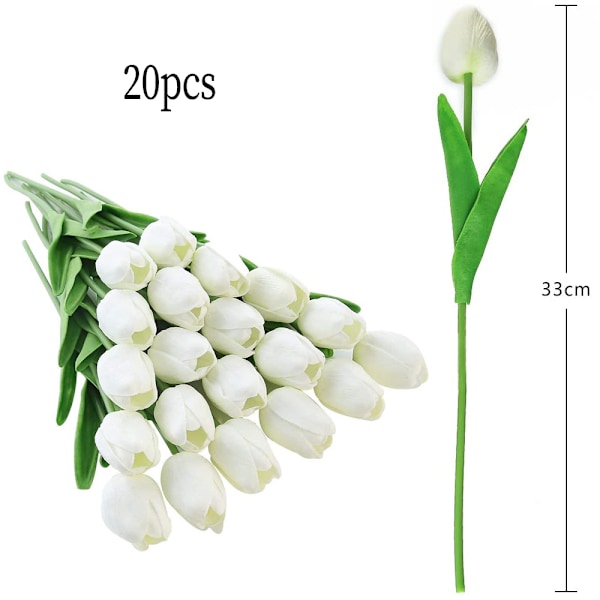 Konstgjorda tulpaner för hemdekorationer, Elegant Symbolik Polyuretan Material Real Touch Latex Blomsterarrangemang för Bröllopsdekor och DIY-dekor,