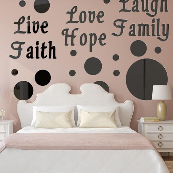 Solid Circle Love Life Laugh Veggdekor