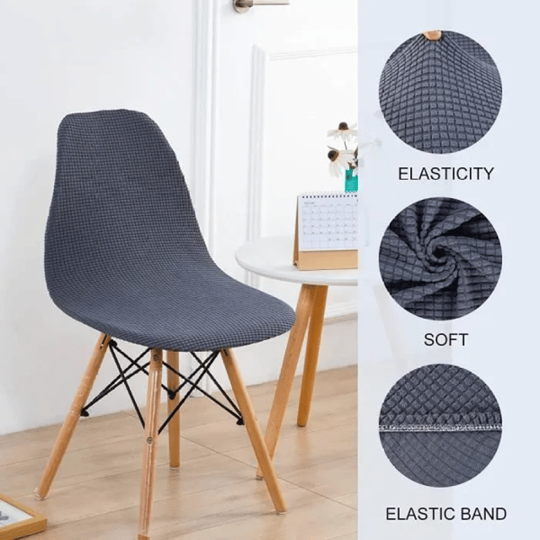 Sett med 6 Jacquard Stoltrekk, Avtakbare og Vaskbare, for Interiørdekorasjon, Grå