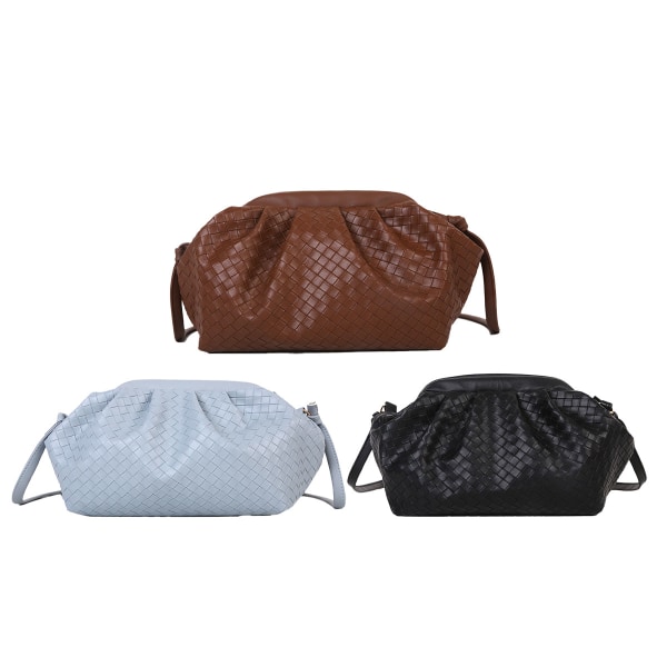Dumpling-väska, axelväska för kvinnor, handväska i vävd PU-läder