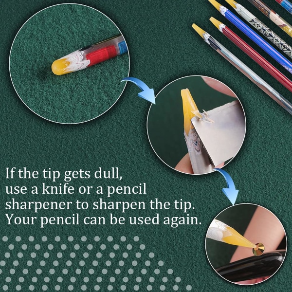 Selvklæbende Harpiks Rhinestones Picker Blyant Neglekunst Gem Krystal Pick Up Tool Rhinestone Pickup Pen Lang 10 stk