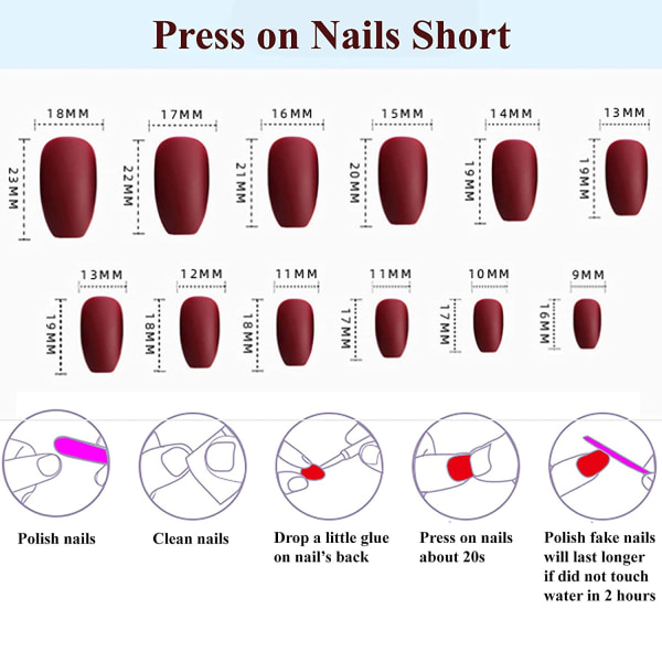 24 st pressar på naglar, medelstora kista falska naglar, lösnaglar med lim för kvinnor och tjejer Green Pink