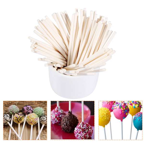 15cm Hvite 100 stk/sett Fargerike Lollipop Pinner Kake Pop Pinner for Godteri Sjokolade
