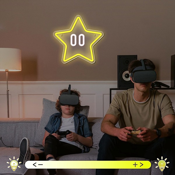 Dimbar Game Star Neonlampa, Sovrumsinredning med Säker Akrylplatta, För Barnrum och Mancave, Spelrumsinredning, USB-driven, Gamer-presenter