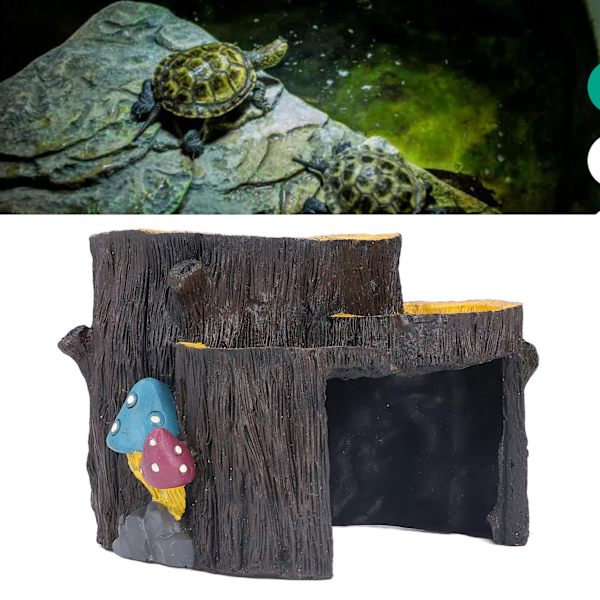 Harpiks Mini Stump Form Skjuler Hul Træhule Kunstige Akvarium Planter Ornamenter til Ly