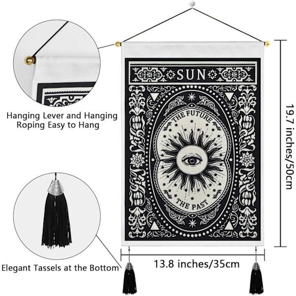 Pakke med 2 Tarot-veggtepper Måne og Sol Mysteriøs Tarot