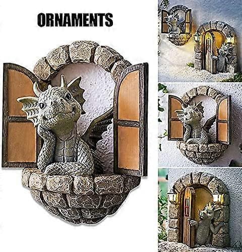 Drageskulptur til veggdekorasjon, nydelig hagedrage-statue i harpiks, liten drage