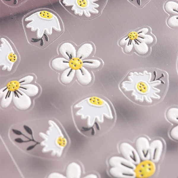 4 Ark Blomster Neglekunst Klistremerker Negle Dekaler, Selvklebende Negledekorasjon for Kvinner DIY, Flere Stiler, 10*8cm