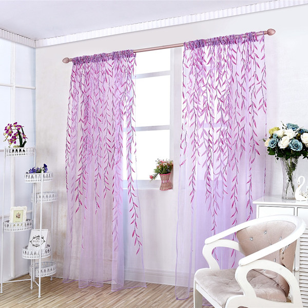 Spets Blommig Skir för Fönster Dörr, Broderade Dörrgardiner Högkvalitativ Polyester Transparent Spets Tyg Elegant Design för Vardagsrum Sovrum