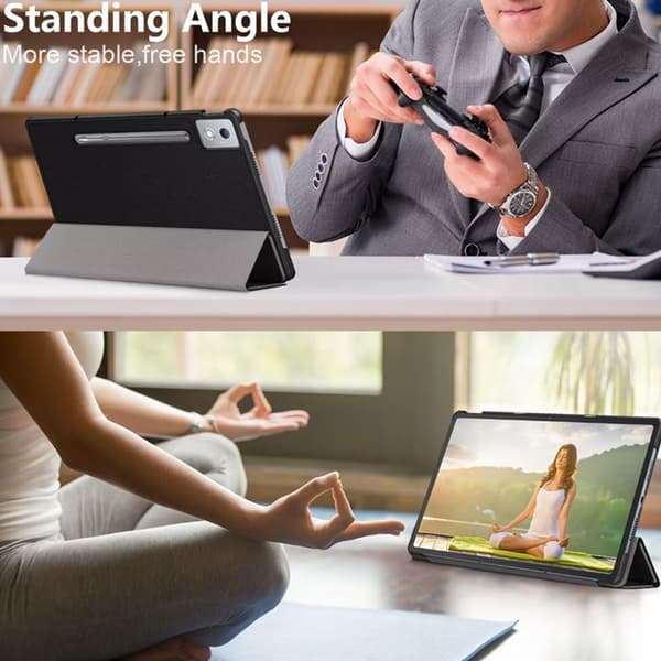 Lenovo Tab M10 FHD Plus Tåligt Tri-fold Läderfodral - Grå Silver