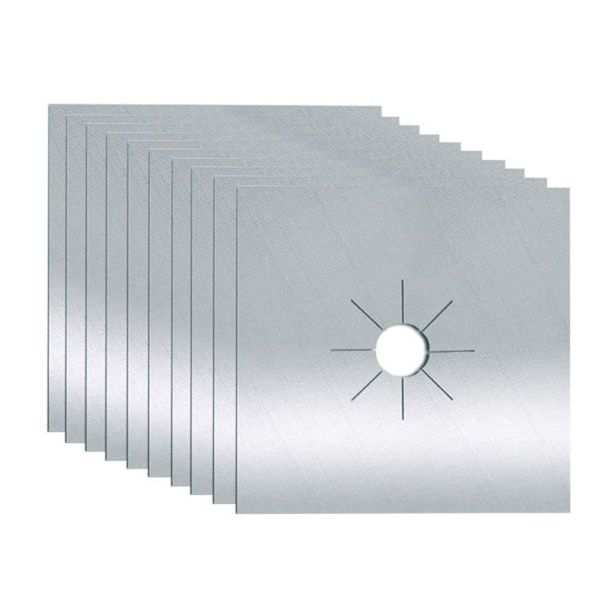 10 st gas spis skydd tjocklek 0,2 mm vattentät återanvändbar värmebeständig glasfiber gasspis skyddskudde silver