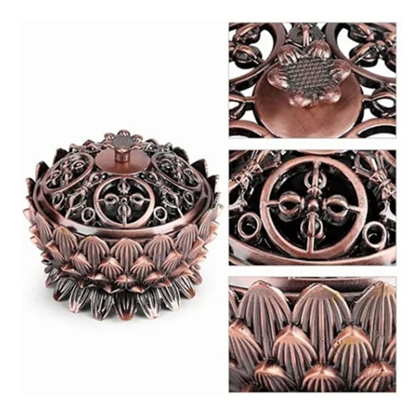 Lotus Røgelsesbrænder Zink Legering Kegle Røgelsesholder Brænder Lille Røgelsesholder Ornamenter til Hjemmedekoration Brun