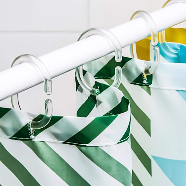 Bruseforhængsringe i plastik, rustfrit materiale til badeværelsesbrusestænger, fleksible at bruge med kreativt ovalt design