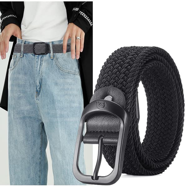 Ny elastisk strikket hårstrikk for menn - 120 cm svart