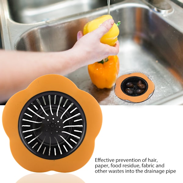 Orange Blomstformet Plastik Håndvask Si Strainer Aftapning Stop Køkken Badeværelse Tilbehør