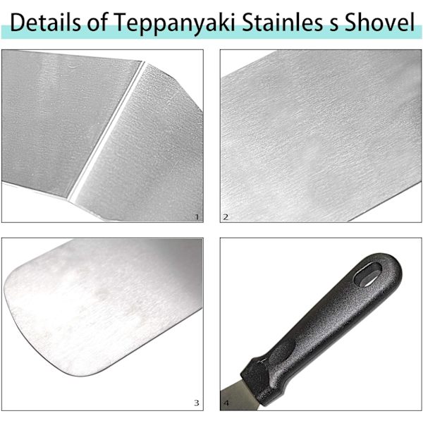 Metalspatel i rustfrit stål, steak-pizza-spade, teppanyaki