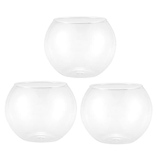 3x Rund Kule Vase I Transparent Glass Akvarium