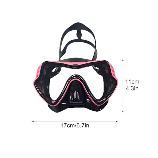 Rosa-svart snorklingsset, snorkling torr topp snorkel och härdat glas simning dykning snorklingsmask, 180°HD vy, ingen läcka