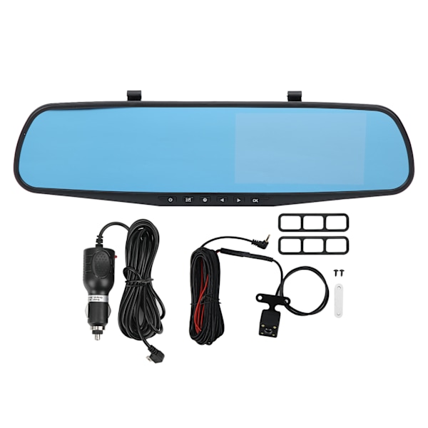 4,3-tums bils DVR 1080P Dubbla objektiv 170° vidvinkel Körinspelare G-sensor Loop-inspelning