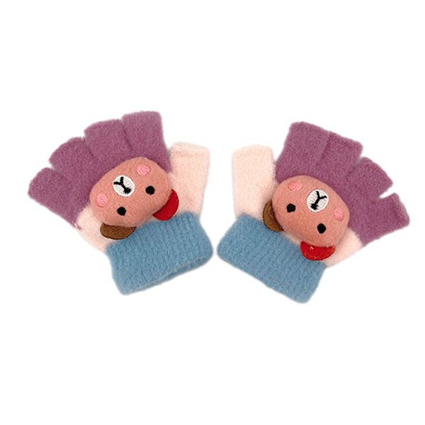 Varme fem-fingers plysjvotter for jenter og gutter i ull til barn og baby