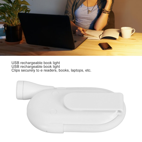Mini-kiinnitteinen USB-ladattava lamppu, 3 valaistustilaa, lukulamppu 360 asteen joustavalla kaulalla matkustamiseen ja leirintään