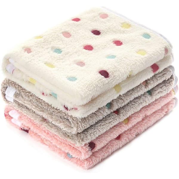 Prickig blommig husdjursfilt---Rosa prickar+Ljus curry prickar+Beige prickar--52*76cm