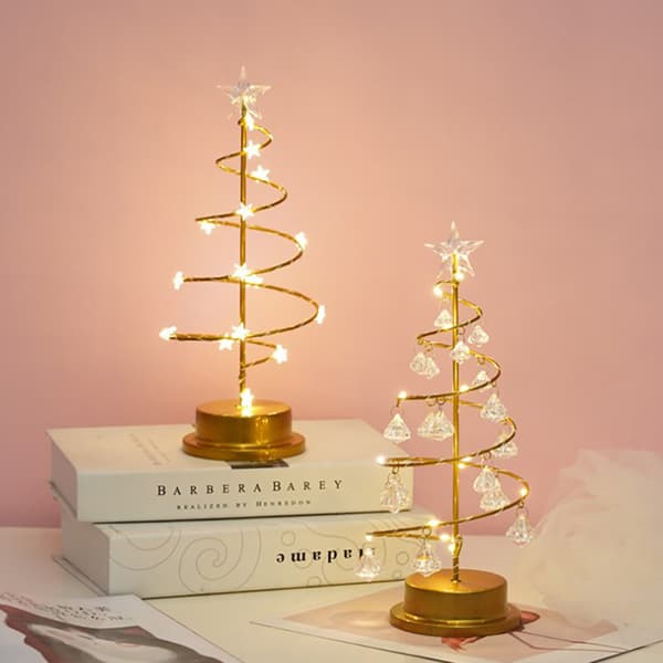 Juletrelampe, krystallspiraljuletre med glitrende stjerne, for julebordsdekorasjon