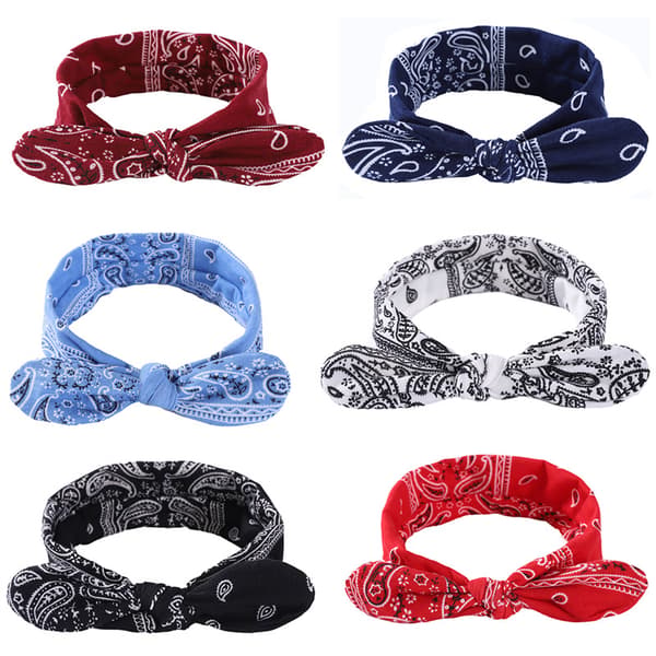 Boho Bow Damehodebånd Vintage Paisley Mønstertrykk Hodebånd