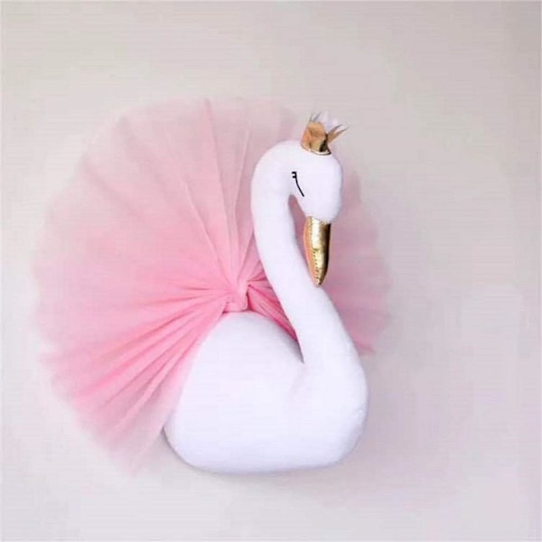Elegant Väggdekoration, Solid Härlig Rosa 3D Gasvävsdesign Svanar, Idealisk För Barnrum Flickrum, Bröllopsfödelsedagsdekorationer (40X54 Cm)