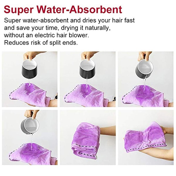 Tør Ultra Absorberende Turban Hårhåndklæde Wrap, velegnet til kvinder