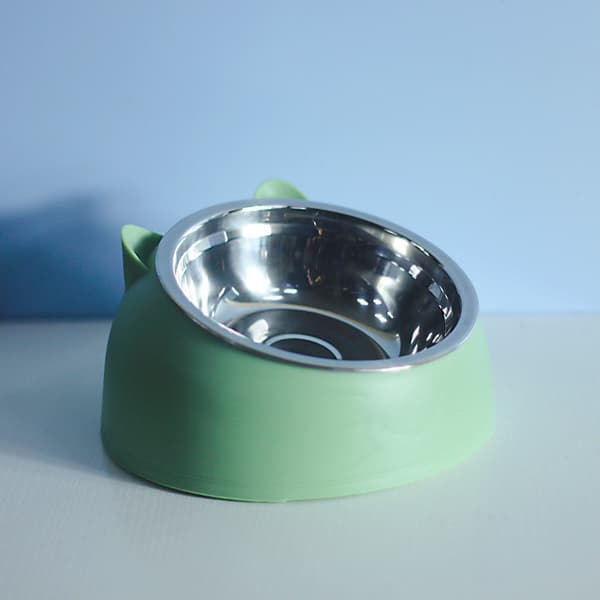 Green-Cat rustfrit stål skråskål Kattefoderskål Hvalp Kæledyr Kat Hund B
