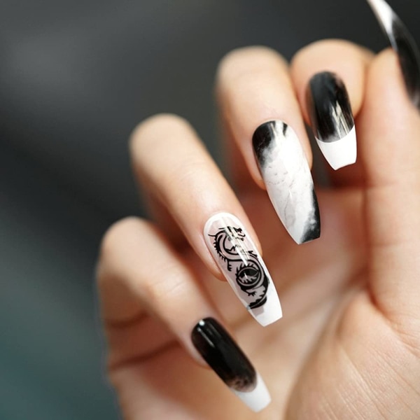 Stick on Nails for Women,Artificial Glue on Nails, Abstract