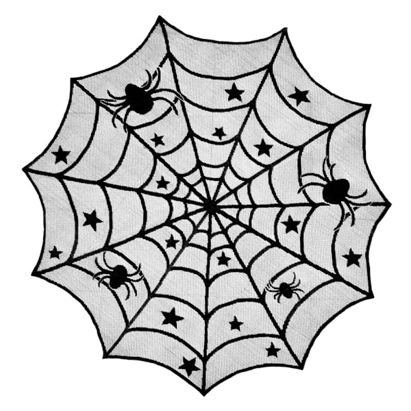 Intrikat spindelnätsduk, 102 cm rund skrynkelfri duk för Halloweenfestdekoration och återanvändbar bordsduk