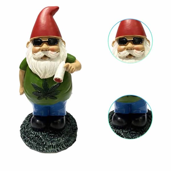Trädgårdstomte Staty Utomhus Rolig Tomte Dekorativ Tomte Gräsmatta Staty för Uteplats Veranda Trädgård fat dwarf smoking