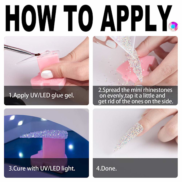 10000 st Rhinestones Iridescent Crystals Långvarig AB Glans Som Swarovski för Nagelkonst Telefon DIY Hantverk & Nagel Skönhet Makeup Dekoration
