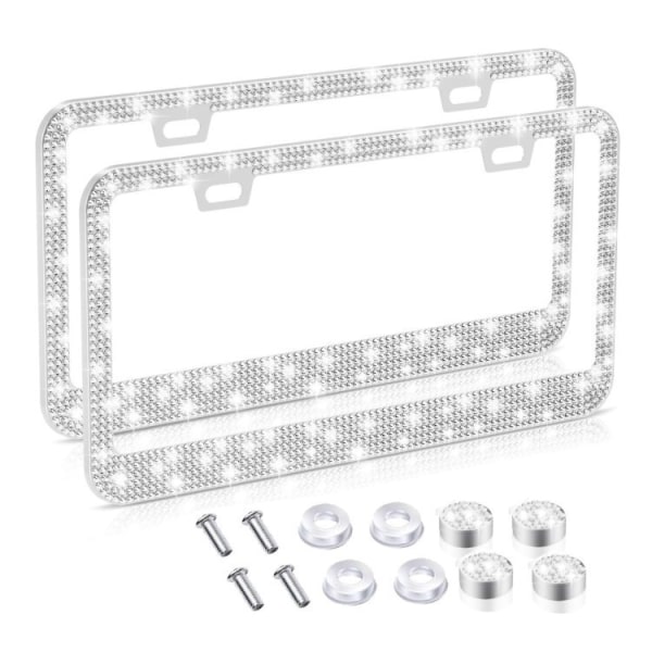 2 Pack  Car License Plate Frames for Women and Men,Sparkly