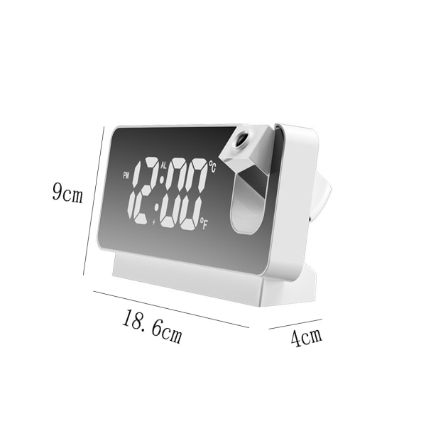 Spegelprojektionsklocka LED stor skärmvisning tyst snooze