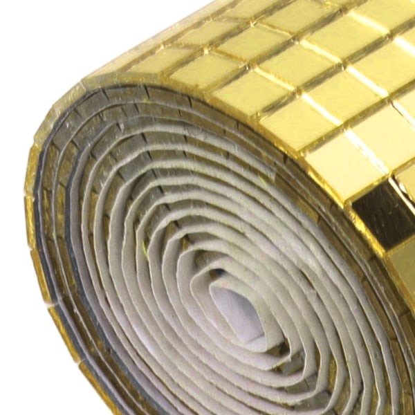 Selvklebende speilmosaikkplate, mosaikkflise i glass, firkantet, klistremerke for hjemmeinnredning, gull