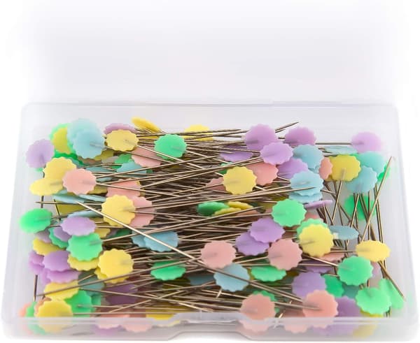 200 stk Flat# Blomsterhode Pins med Oppbevaringsboks Assorterte Farger D