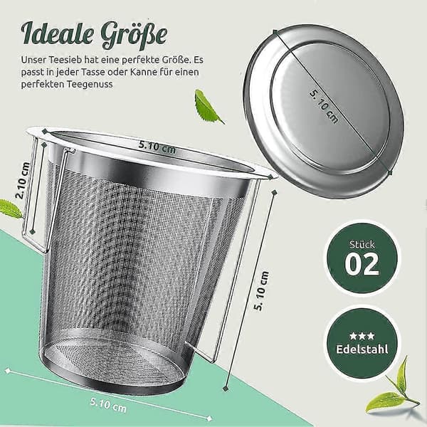 Te-si til løs te - Pakke med 2 te-si til kop og tekande med låg og foldbare håndtag