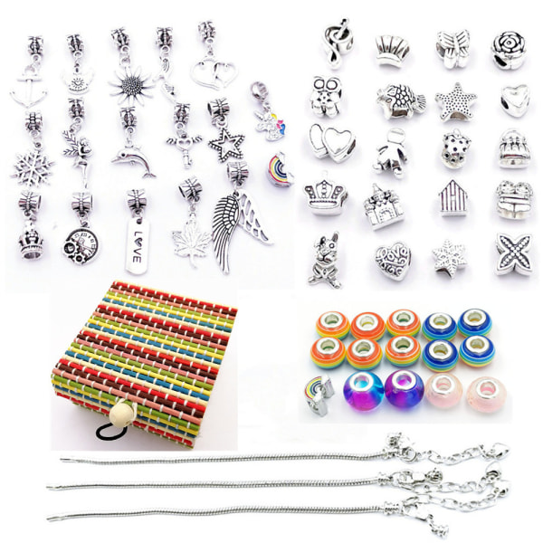Berlockarmbandstillverkningskit 54 delar DIY smycken Craft Kit Presenter