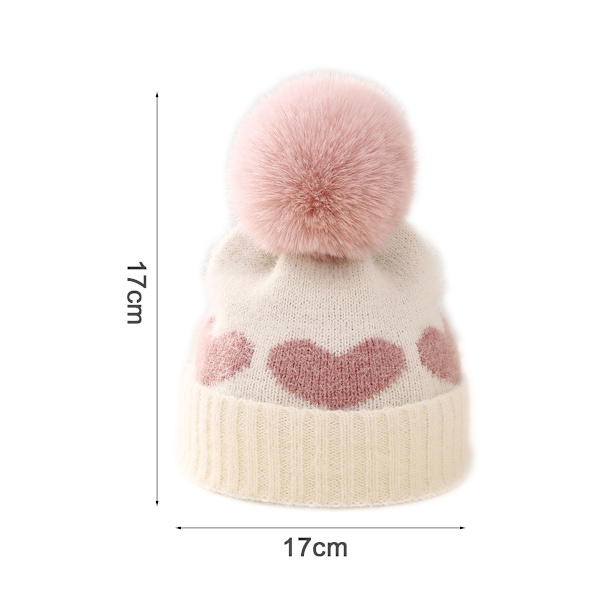Vintermössa för småbarn Flickor beanie Dubbelstickad vinter Pom mössa för barn