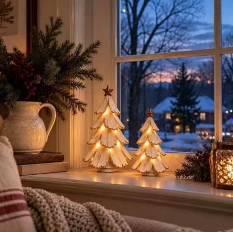 Lysande julgransprydnad, julgran med varmfärgade LED-lampor (stor) Large