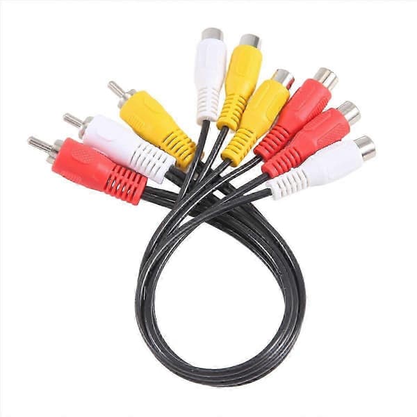 3 RCA-hane till 6 RCA-hona splitter ljud- och video-AV-adapterkabel